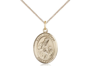 14kt Gold Filled St. Ambrose Patron Saint Medal Necklace 3/4 inch by 1/2 inch with 18 inch Chain by Bliss