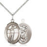 Sterling Silver St. Christopher Volleyball Medal Necklace, 3/4 x 1/2 inch pendant with 18 inch chain, handcrafted by Bliss Manufacturing USA