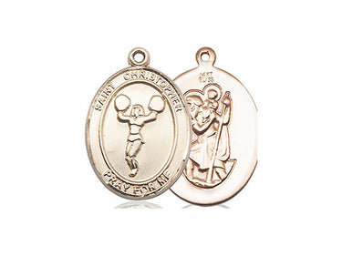 14kt Solid Gold St. Christopher Cheerleading Medal Pendant 3/4 x 1/2 inch USA Made by Bliss