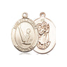 14kt Solid Gold St. Christopher Gymnastics Medal Pendant 3/4x1/2 inch by Bliss Manufacturing