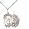 Sterling Silver St. Christopher Gymnastics Medal Necklace 3/4 x 1/2 inch with 18 inch Chain by Bliss