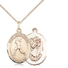 14kt Gold Filled St. Christopher Softball Patron Saint Medal Necklace 3/4 inch by 1/2 inch on 18 inch chain by Bliss