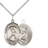 Sterling Silver St. Christopher Football Pendant Necklace 3/4x1/2 inch with 18 inch curb chain handcrafted by Bliss