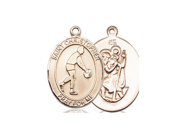 14kt Solid Gold St. Christopher Basketball Medal Pendant 3/4 inch by 1/2 inch handcrafted by Bliss
