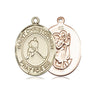 14kt Solid Gold St. Christopher Ice Hockey Medal Pendant 3/4 x 1/2 inch by Bliss Manufacturing
