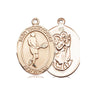 14kt Solid Gold St. Christopher Tennis Medal Pendant 3/4 inch by 1/2 inch handcrafted by Bliss