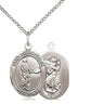 Sterling Silver St. Christopher Tennis Medal Necklace 3/4 x 1/2 inch on 18 inch chain by Bliss Manufacturing