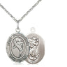 Sterling silver St. Christopher martial arts medal necklace with 3/4 inch pendant on 18 inch curb chain, handcrafted by Bliss