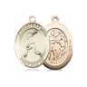 14kt Solid Gold St Sebastian Baseball Medal Pendant 3/4 inch crafted in USA by Bliss Manufacturing