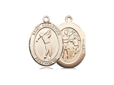 14kt Solid Gold St. Sebastian Golf Medal Pendant 3/4 x 1/2 handcrafted by Bliss Manufacturing USA