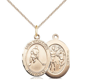 Gold Filled St. Sebastian Ice Hockey Medal Necklace 3/4 x 1/2 inch on 18 inch chain by Bliss