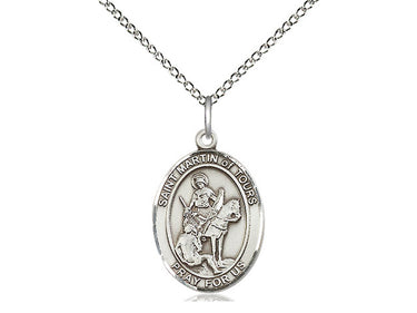 Sterling silver St. Martin of Tours patron saint medal necklace 3/4 x 1/2 inch with 18 inch chain by Bliss