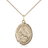 14kt Gold Filled St. Madonna Del Ghisallo Patron Saint Medal Necklace, 3/4 x 1/2 inch, 18 inch Chain, Bliss Manufacturing