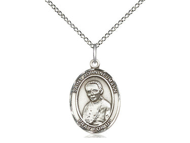Sterling Silver St. John Neumann Patron Saint Medal Necklace 3/4 x 1/2 inch on 18 inch Chain by Bliss