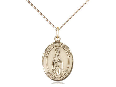 14kt gold filled Our Lady of Fatima medal necklace, 3/4 x 1/2 inch pendant with 18 inch chain, handmade by Bliss
