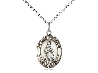 Sterling Silver Our Lady of Fatima Medal Pendant Necklace 3/4x1/2 inches with 18 inch chain by Bliss