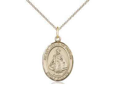 14kt gold filled Infant of Prague Catholic medal necklace 3/4 inch pendant 18 inch chain Bliss