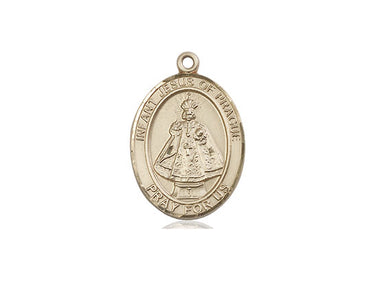 14kt solid gold Infant of Prague Catholic medal pendant 3/4 inch by 1/2 inch handcrafted by Bliss