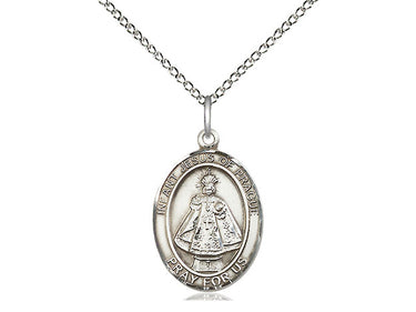 Sterling silver Infant of Prague pendant necklace 3/4 inch by 1/2 inch with 18 inch chain handmade by Bliss