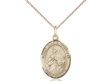 14kt Gold Filled St. Maria Goretti Patron Saint Medal Necklace 3/4 x 1/2 inch with 18 inch chain by Bliss Manufacturing