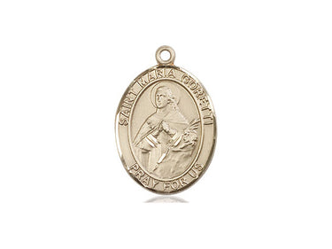 14kt Solid Gold St. Maria Goretti Patron Saint Medal Pendant 3/4 x 1/2 inch by Bliss USA