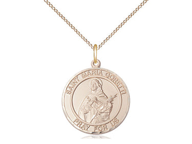 14kt Gold Filled St. Maria Goretti Medium Medal Necklace 3/4 inch by 5/8 inch on 18 inch Chain by Bliss