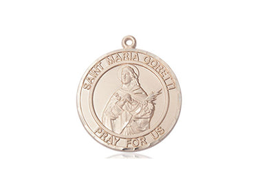 14kt Solid Gold St. Maria Goretti Patron Saint Medal Pendant 3/4 x 5/8 inch by Bliss USA
