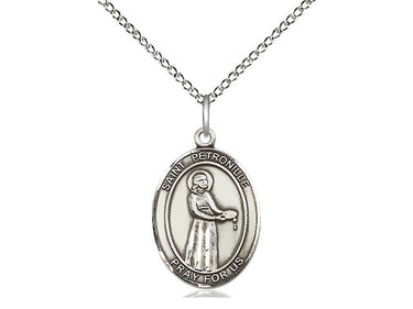 Sterling Silver St. Petronille Patron Saint Medal Necklace 3/4 x 1/2 inch with 18 inch chain by Bliss