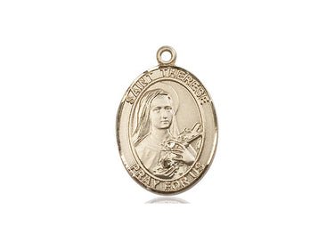 14kt Solid Gold St. Therese of Lisieux Patron Saint Medal Pendant 3/4 inch by Bliss