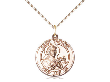 14kt Gold Filled St. Therese of Lisieux Patron Saint Medal Necklace 3/4 x 5/8 inch by Bliss