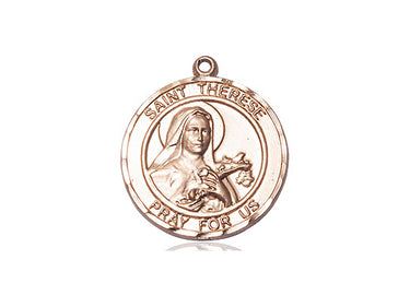 14kt Solid Gold St. Therese of Lisieux Little Flower Medal Pendant 3/4 x 5/8 inches by Bliss