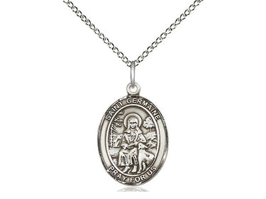Sterling Silver St. Germaine Cousin patron saint medal necklace with 18 inch chain by Bliss Manufacturing