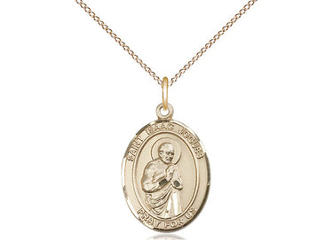 Gold Filled St. Isaac Jogues patron saint medal necklace 3/4 x 1/2 inch on 18 inch curb chain by Bliss