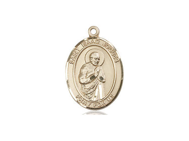 14kt solid gold St. Isaac Jogues patron saint medal pendant 3/4 x 1/2 inch by Bliss