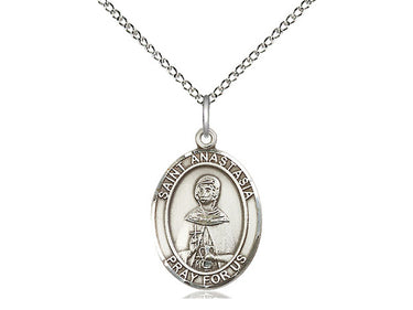 Sterling Silver St. Anastasia Medal Necklace 3/4 inch pendant on 18 inch chain handmade by Bliss