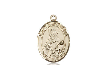 14kt Solid Gold St. Alexandra Patron Saint Medal Pendant 3/4 inch by 1/2 inch by Bliss USA