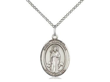 Sterling Silver St. Barnabas Patron Saint Medal Necklace 3/4 x 1/2 inch on 18 inch chain by Bliss