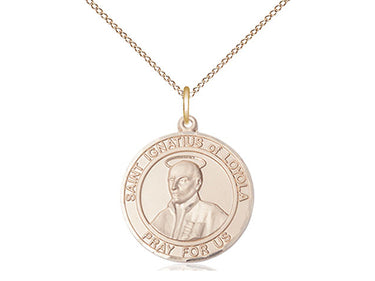 14kt Gold Filled St. Ignatius of Loyola Patron Saint Medal Necklace 3/4 x 5/8 inches on 18 inch curb chain by Bliss