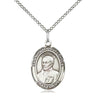 Sterling Silver St. Ignatius of Loyola Patron Saint Medal Necklace 3/4 x 1/2 inches on 18 inch curb chain by Bliss