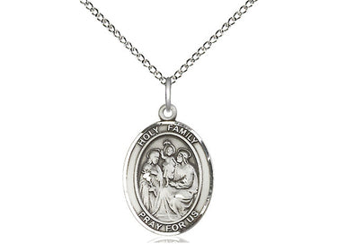 Sterling Silver Holy Family Pendant Necklace 3/4 inch by 1/2 inch on 18 inch Curb Chain by Bliss Manufacturing