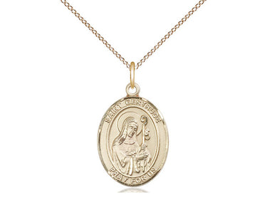 14kt Gold Filled St. Gertrude of Nivelles Medium Patron Saint Medal Necklace 3/4 x 1/2 inches on 18 inch Chain by Bliss