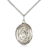 Sterling Silver St. Gertrude of Nivelles Medium Patron Saint Medal Necklace 3/4 inch by 1/2 inch on 18 inch Chain by Bliss