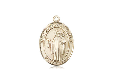 14kt solid gold St. Joseph The Worker patron saint medal pendant handcrafted by Bliss Manufacturing