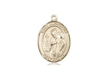 14kt Solid Gold St. Alphonsus Patron Saint Medal Pendant 3/4 inch by 1/2 inch by Bliss USA