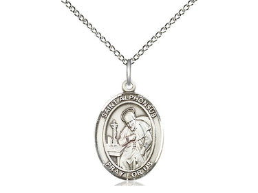 Sterling Silver St. Alphonsus Medal Necklace 3/4 inch pendant 18 inch chain handmade by Bliss