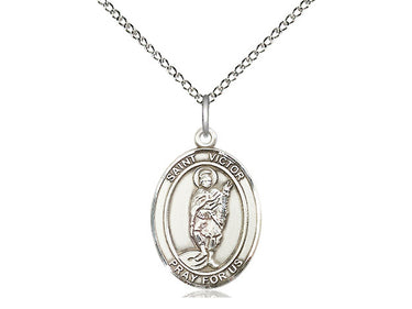 Sterling silver St. Victor of Marseilles patron saint medal necklace with 18 inch chain by Bliss Manufacturing