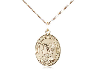 14kt Gold Filled St. Elizabeth Ann Seton Patron Saint Medal Necklace 3/4 x 1/2 inch 18 inch Chain Bliss