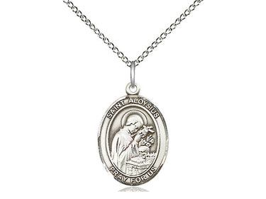 Sterling Silver St. Aloysius Gonzaga Medal Necklace 3/4 inch pendant 18 inch chain by Bliss