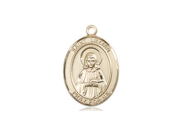 14kt solid gold St. Lillian patron saint medal pendant 3/4 x 1/2 inch handcrafted by Bliss USA