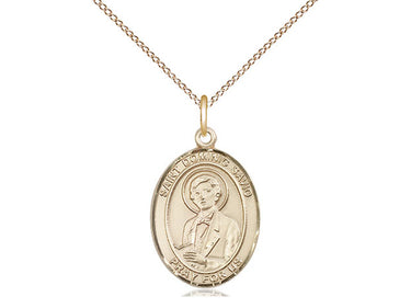 14kt Gold Filled St. Dominic Savio Catholic patron saint medal necklace 3/4 x 1/2 inch with 18 inch chain by Bliss